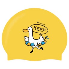킵스위밍 아동용 튜브덕 실리콘 수영모자, 해피옐로, 1개