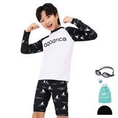 aquatica 兒童防曬泳衣 一般泳鏡 5件組 AQA487