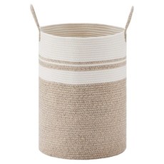 小麥購物 大容量加厚棉麻布髒衣籃 L218, 卡其色