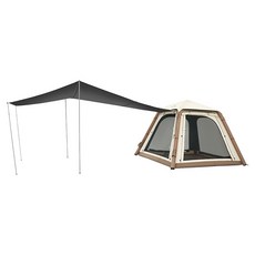 Naturehike 挪客 Ango Air Pro抗UV一室一廳黑膠充氣帳篷 + 天幕, 橡木棕, 4人