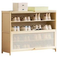 HAPPY LiFE 網紋翻門鞋櫃 12228, 5層, 奶油色系