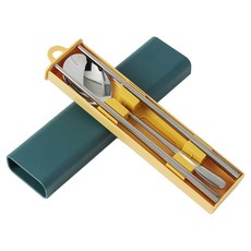 DOTO美食家便攜餐具組, 餐具1組 + 外殼, 1個, 藍綠色(外殼), 不鏽鋼(餐具)