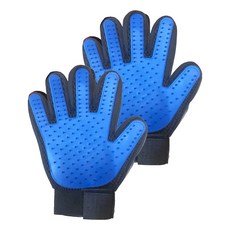 寵物潔毛安撫二用式手套, 藍色 + 黑色, 2個