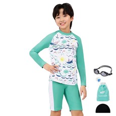 aquatica 兒童用防磨衣 一般用泳鏡 5件組 AQA485