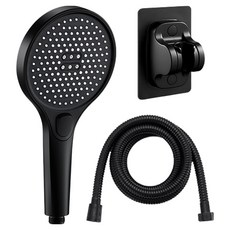 小麥購物 超強增壓蓮蓬頭套組 含1.5m軟管 + 支架 L152 550g, 1組, 典雅黑