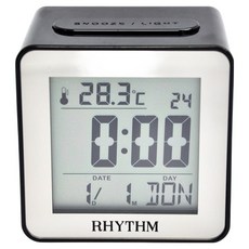 RHYTHM 日本麗聲時計 多功能夜燈鬧鐘, 黑色