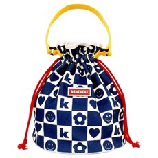 KINIKINI 狗狗微笑格紋圖案散步包, 1個, 海軍藍