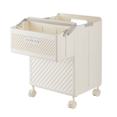 小麥購物 浴室多功能髒衣收納籃, 奶油白