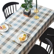 餐桌布/桌巾/茶几桌墊 PVC防水防燙防油 可水洗擦拭, 1個, 120 x 120cm, 藍咖拼格