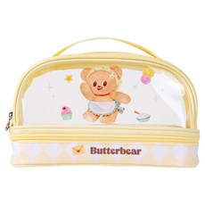 deLi 得力 奶油熊透明雙層手提筆袋, 黃色, 1個