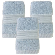 Gemini 双星毛巾 飯店級質紋緞檔方巾 32 x 32cm, 藍色, 3條