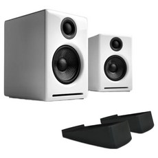 Audioengine 升級版 主動式書架喇叭 + 腳架/支架組合, 白色, A2+
