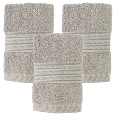 Gemini 双星毛巾 飯店級質紋緞檔方巾 32 x 32cm, 灰色, 3條