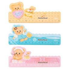 deLi 得力 奶油熊角色便攜式可彎曲尺 15cm 3件組, 1套, 黃色, 藍色, 粉紅色