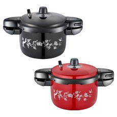 PNPOONGNYUN 電磁爐陽極硬質壓力鍋 3.5L 兩件組, 1套, 壓力鍋 3.5L 黑色 + 紅色, 黑色, 紅色