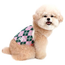 KINIKINI 狗狗菱格紋短版上衣, 1個, 粉紅色