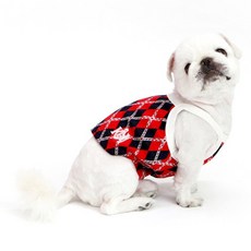 Kinikini 狗狗菱格紋短版上衣, 海軍藍 + 紅色, 1個