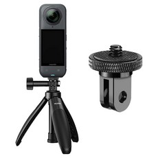 Space Shield Insta360 X5 相容 Telesin 運動相機相容 4段高度調節三腳架 Shorty 2代 + 1/4孔魔術轉換支架套組, 1套, 單一商品