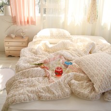 ANDCOTTON 刺繡玫瑰蓬鬆薄被 SS, 粉色