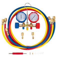 ZioBiz 新冷媒 R410a 舊冷媒 R22 兩用 歧管壓力錶 4000psi 高壓軟管 套組, 1套