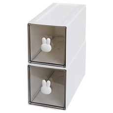 히키스 책상 소품 정리함 서랍박스 높은형 2p, 화이트, 2단