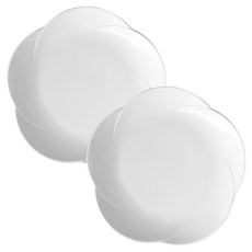 HANKOOK CHINAWARE 骨瓷白花盤, 2個, 單品, 白色