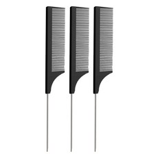 小麥購物 鋼針尖尾梳 L347, 3支, 黑色