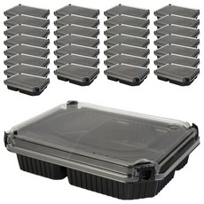 自扣黑色PP餐盒 + 透明蓋 JD-8401 4格, 1組, 50個