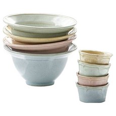 感性一匙 陶瓷刨冰碗4種 + 醬料碗4種套組, 1套, 粉紅色, 黃色, 綠色, 藍色