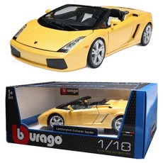 브라고 1 : 18 람보르기니 가야르도 스파이더 자동차 다이캐스트, Yellow, 1개