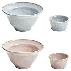 感性一匙 陶瓷刨冰碗2款 + 醬料碗2款組, 1套, 粉紅色, 藍色