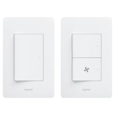 Legrand 羅格朗 TAVION Simple 1聯 + 2聯下方風扇開關套組 白色, 1套