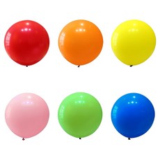 KHOHIMO 超大型圓形氣球6件組 90cm 5W0443, 1套, 紅色+橘色+黃色+粉紅色+綠色+藍色