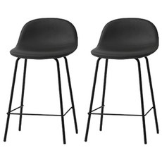 MH家居 皮革靠背吧台椅 60cm, 深灰色, 2個