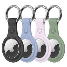 DUX DUCIS Apple AirTag TPU 環扣保護套 4個, 1組, 黑色 + 藍色 + 紫色 + 綠色