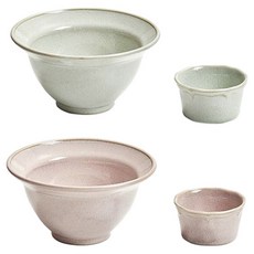 感性一匙 陶瓷刨冰碗2款 + 醬料碗2款組, 1套, 粉紅色, 綠色