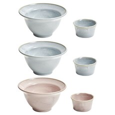 感性一匙 陶瓷刨冰碗 粉紅色 + 藍色 2入 + 醬料碗 粉紅色 + 藍色 2入 套組, 1套, 粉紅色, 藍色