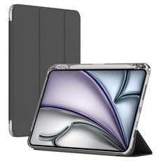 KMAX iPad Apple Pencil 收納智慧型保護套 輕薄透明保護殼, 黑色, 1個