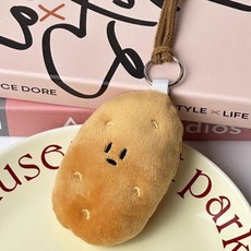 순잠 톡톡 튀는 귀여운 삑삑이 감자 인형 키링, 베이지 + 브라운, 1개, 10cm