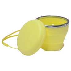 사라사 휴대용 접이식 실리콘 양치컵 180ml, 옐로우, 1개