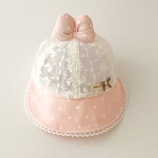 STARDOOR 女童款圓點蝴蝶結蕾絲遮陽帽