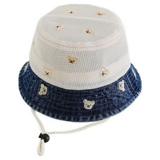 STARDOOR 兒童款小熊圖案網眼漁夫帽