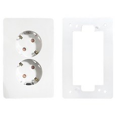 Legrand 羅格朗 TAVIAN 45度直立型雙孔嵌入式插座 + Simple輔助座套組 白色, 1套