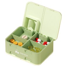 Richisalbong 漂亮迷你星期藥盒收納盒 綠色 8.5 x 6.36 x 3.4 cm, 1個