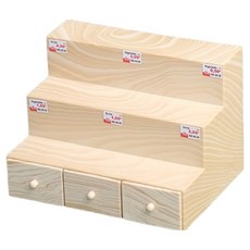 PDS Home 超市3層貨架展示架 迷你市場商店裝飾道具, 1個, 木紋象牙白