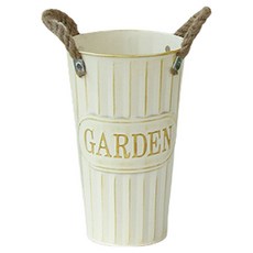 小麥購物 高款復古鐵皮花盆 L533, 1個, 復古白