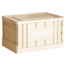 工業風有型滑輪折疊收納箱, 1個, 米黃色