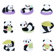 Khohimo 熊貓熱黏合式臂章9件組 3W233, 1套, 混合套組, 混合