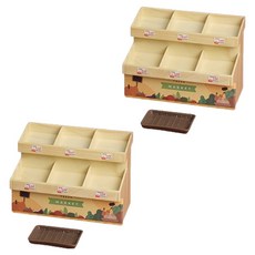 PDS Home Mart 6格陳列架 微型市場商店裝飾道具, 2個, 木紋黃色