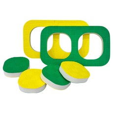 Party09 2人3腳接力 黃綠色 + 圓形多功能方塊遊戲組 31.5cm, 2套